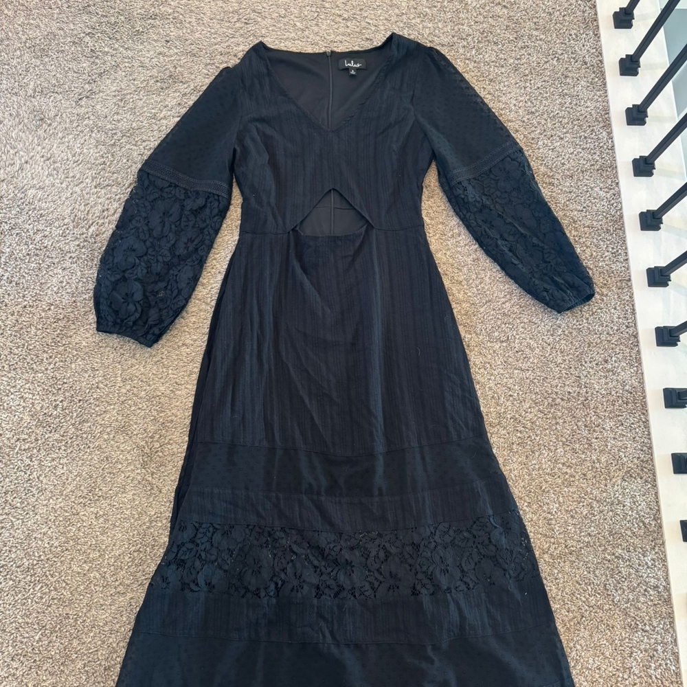 Lulus Black Lace Sleeve Dress